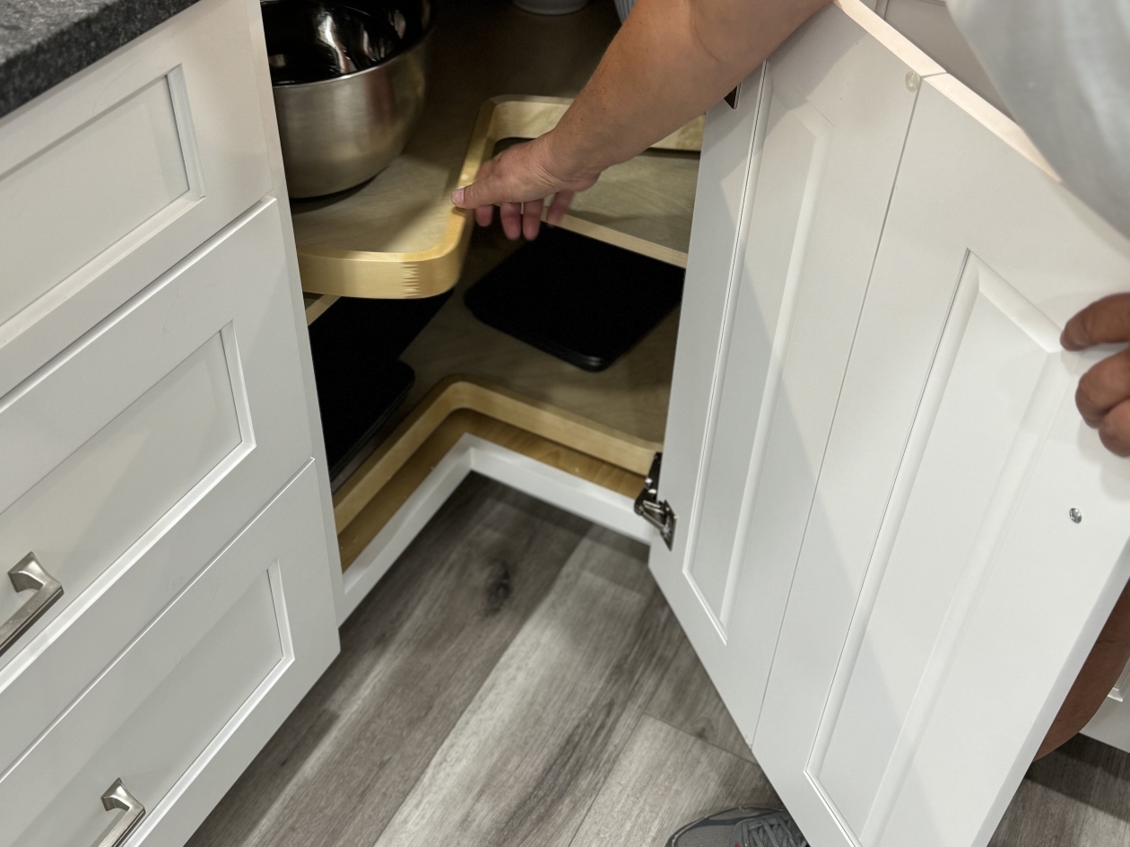 Hampshire cabinets, lazy susan, painted cabinets